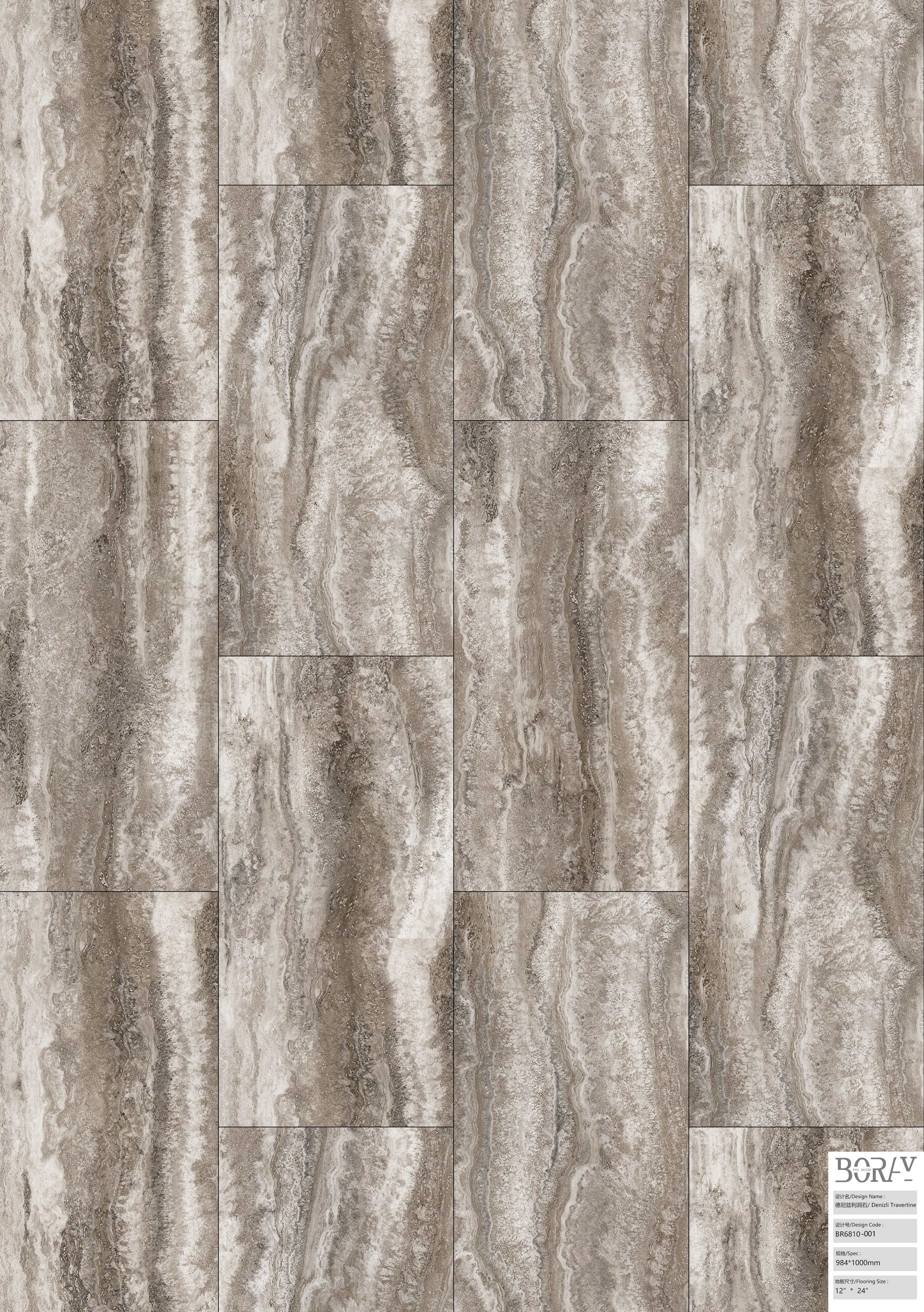 BORUI 6810 Denizli Travertine PVC DECOR FILM FOR SPC/LVT/WPC FLOORING